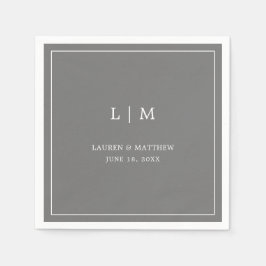 Guardanapo De Papel Casamento Elegante de Monograma de Cinzas Escuras 