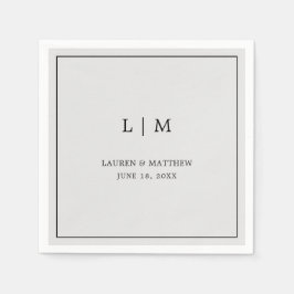 Guardanapo De Papel Casamento Elegante De Monograma De Cinzas Simples