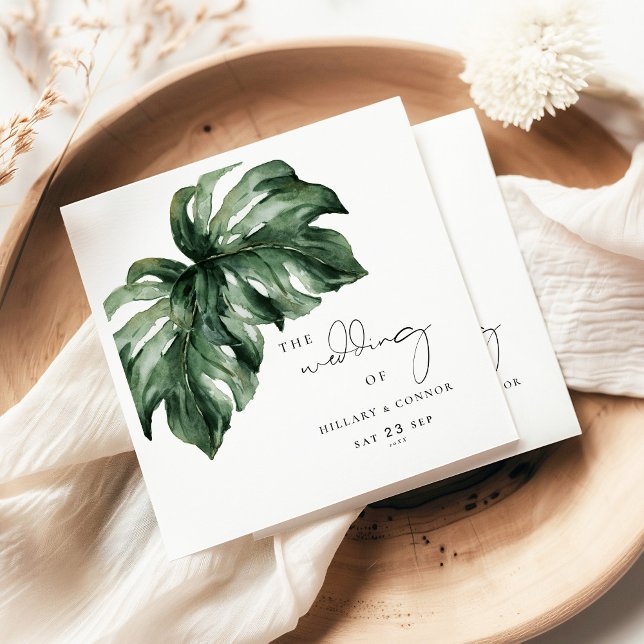 Guardanapo De Papel Casamento elegante de Monstera Tropical (Criador carregado)
