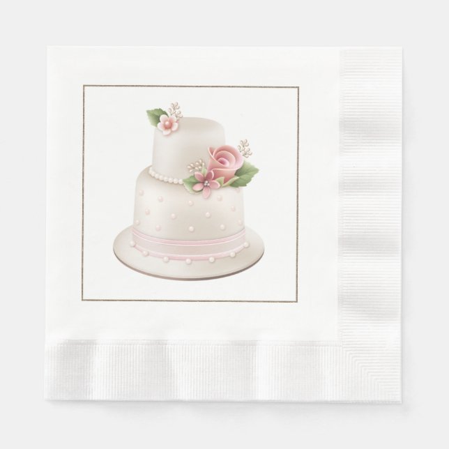 Guardanapo De Papel Casamento Elegante de Napkins com Bolo de Casament (Frente)