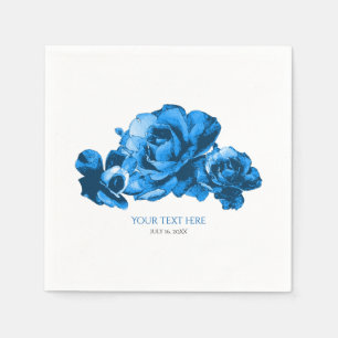 Guardanapo De Papel Casamento Elegante de Rosas de Aquarela Azul