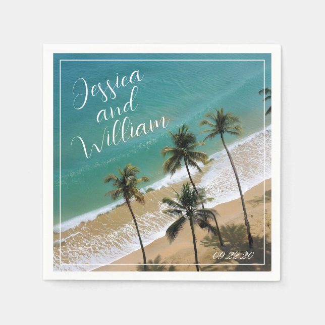 Guardanapo De Papel Casamento Elegante de Verão (Frente)