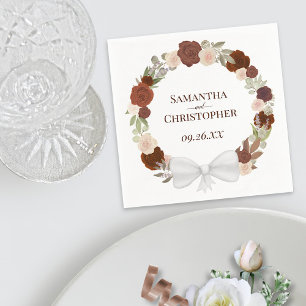 Guardanapo De Papel Casamento Elegante de Wreath Rosas Rustic Autumn