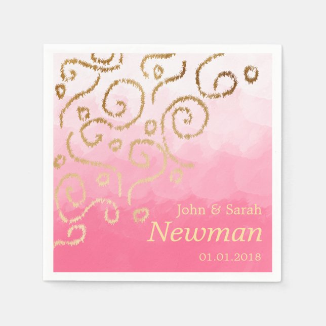 Guardanapo De Papel casamento elegante do padrão do ouro faux (Frente)