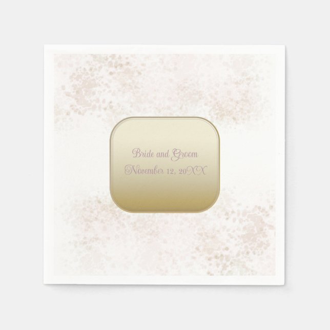 Guardanapo De Papel Casamento Elegante Dourado e Blush Napkin (Frente)