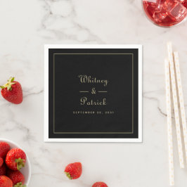 Guardanapo De Papel Casamento Elegante Dourado Preto Roteiro Minimalis