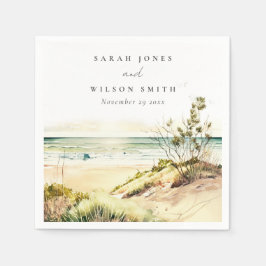 Guardanapo De Papel Casamento Elegante Dusky Coastal Beach Sun Seascap