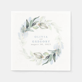 Guardanapo De Papel Casamento Elegante Dusty Blue Greenery