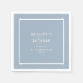 Guardanapo De Papel Casamento Elegante em Azul Poeira Art Déco