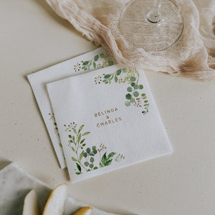 Guardanapo De Papel Casamento Elegante Eucalyptus Leaf Greenery Napkin