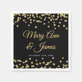 Guardanapo De Papel Casamento Elegante Faux Glitter Confetti Black Dou