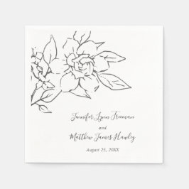 Guardanapo De Papel Casamento Elegante Floral de Arte Neutral