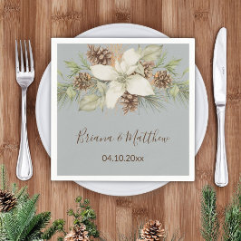 Guardanapo De Papel Casamento Elegante Letra Cursiva Cinza de Inverno
