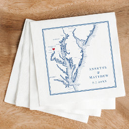 Guardanapo De Papel Casamento Elegante Mapa Azul Marinho de Washington