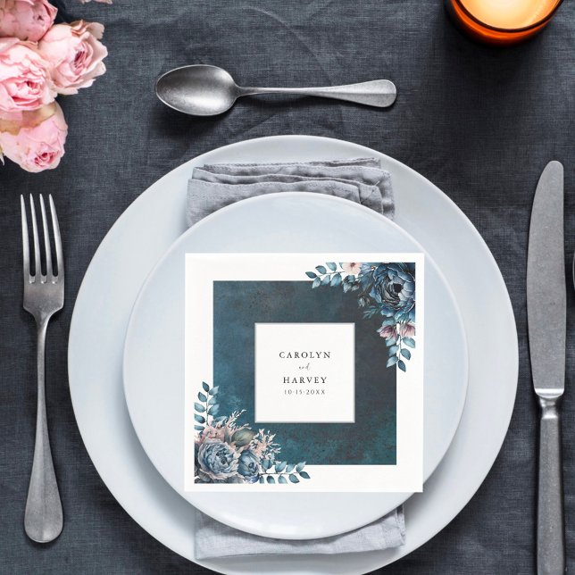 Guardanapo De Papel Casamento Elegante Marble Azul (Criador carregado)