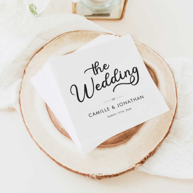 Guardanapo De Papel Casamento Elegante Minimalista (Elegant Modern Wedding Personalized Paper Napkins)