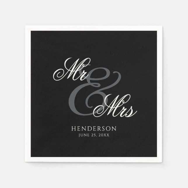Guardanapo De Papel Casamento Elegante Minimalista Sr. e Sra. (Frente)