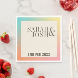 Guardanapo De Papel Casamento Elegante Mínimo do Gradiente Arco-Íris P