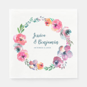 Guardanapo De Papel Casamento Elegante Moderno das Flores de Água Sim