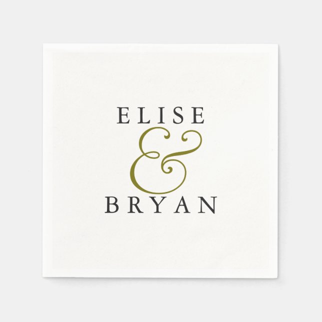 Guardanapo De Papel Casamento Elegante Moderno e Simples Branco Napkin (Frente)