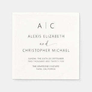 Guardanapo De Papel Casamento Elegante Moderno Minimalista