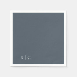 Guardanapo De Papel Casamento Elegante Monograma Azul Mudado