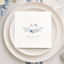 Casamento Elegante Monograma Azul Poeirento