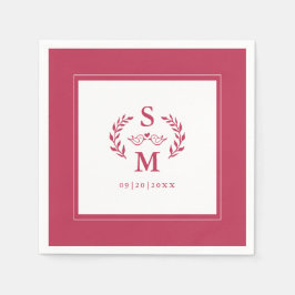 Guardanapo De Papel Casamento Elegante Monograma Frasto Magenta Vermel
