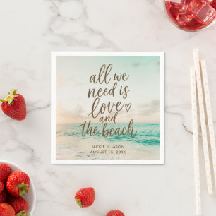 Guardanapo De Papel Casamento Elegante na Praia & Amor