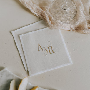 Guardanapo De Papel Casamento Elegante Neutral de Creme Dourado de AND