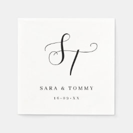 Guardanapo De Papel Casamento Elegante Personalizado Monograma Limpo