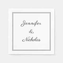 Guardanapo De Papel Casamento Elegante Preto E Escrito Branco