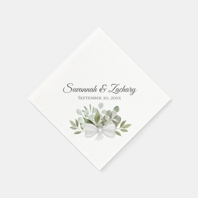 Guardanapo De Papel Casamento Elegante Russo Eucalyptus & Greenery (Canto)