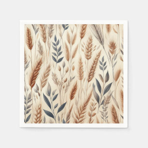Guardanapo De Papel Casamento Elegante Rustic Floral Watercolor Trigo 