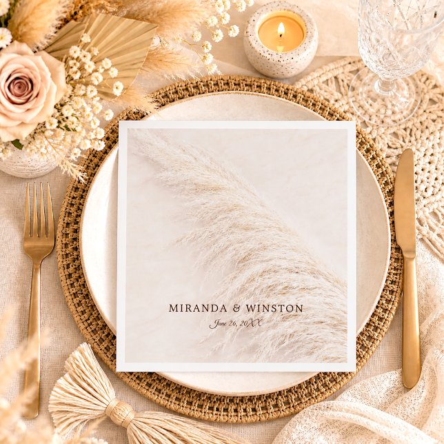 Guardanapo De Papel Casamento Elegante Rústico com Grama das Pampas (Criador carregado)