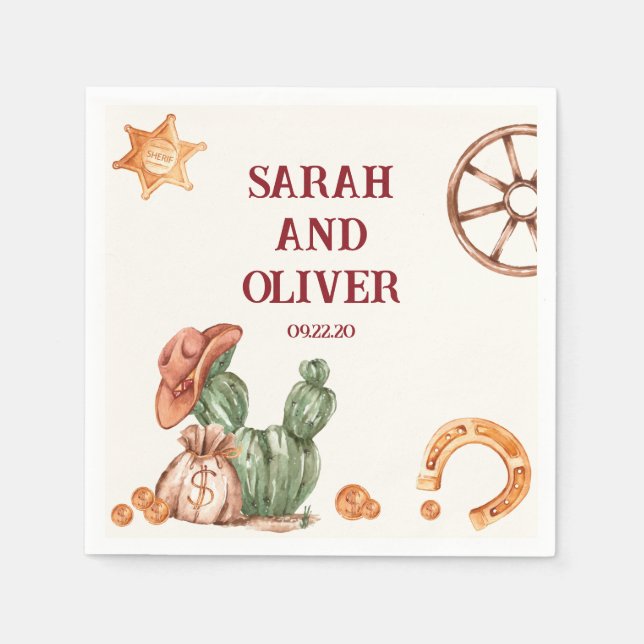 Guardanapo De Papel Casamento elegante rústico ocidental (Frente)