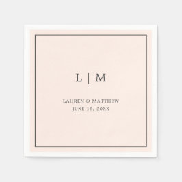 Guardanapo De Papel Casamento Elegante Simples, Cor-de-Rosa, Monograma