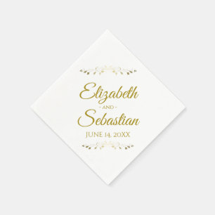 Guardanapo De Papel Casamento Elegante Simples e Dourado de Filigre La