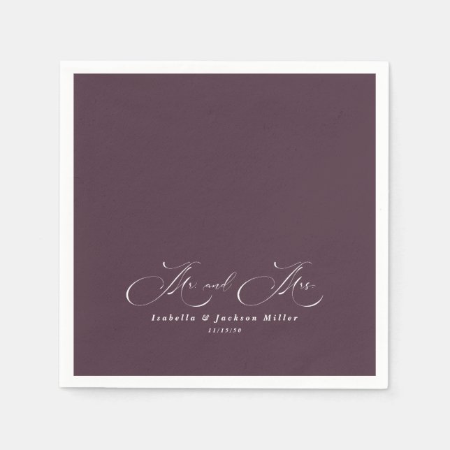 Guardanapo De Papel Casamento Elegante Simples e Negro e Branco (Frente)
