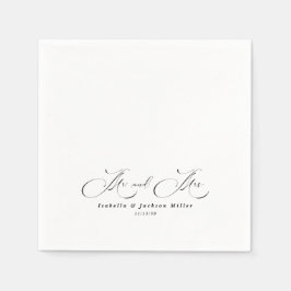 Guardanapo De Papel Casamento Elegante Simples e Negro e Branco