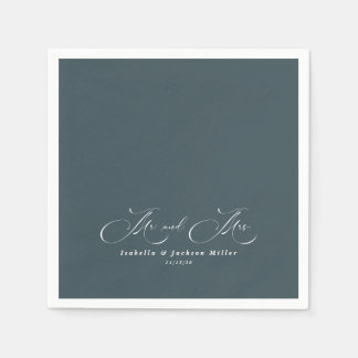 Guardanapo De Papel Casamento Elegante Simples e Negro e Branco