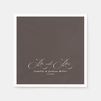 Guardanapo De Papel Casamento Elegante Simples e Negro e Branco