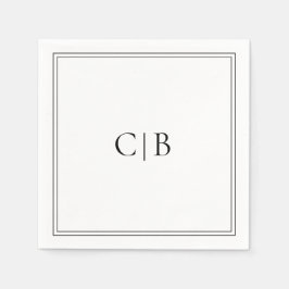 Guardanapo De Papel Casamento Elegante Tradicional de Preto e Branco