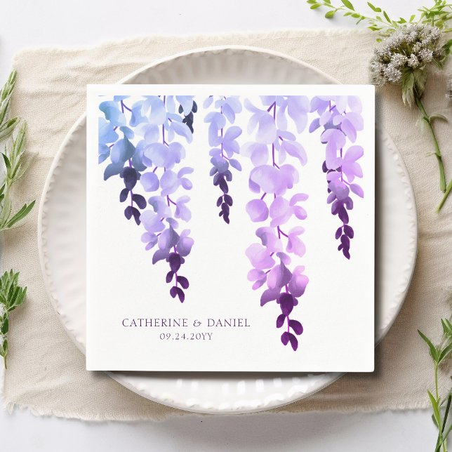 Guardanapo De Papel Casamento Elegante Wisteria Wisteria Purple Floral (Criador carregado)