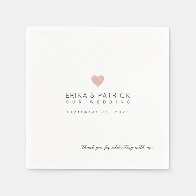 Guardanapo De Papel Casamento Elegantemente Concebido Romântico (Frente)