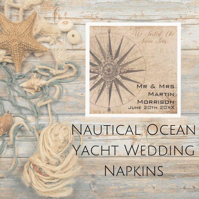 Guardanapo De Papel Casamento em iate do oceano náutico (Nautical Ocean Yacht Wedding Napkins)