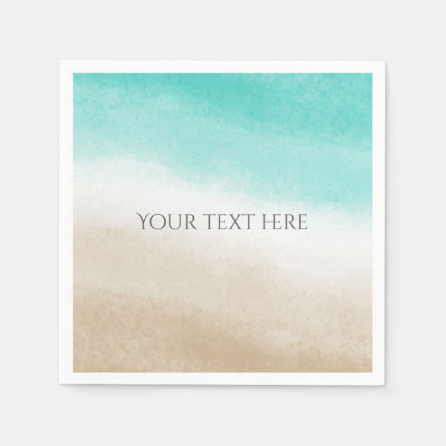 Guardanapo De Papel Casamento em Praia Elegante e Teal de Aquarela (Frente)