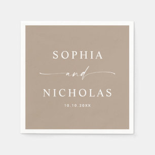 Guardanapo De Papel Casamento em Taupe Empoeirado Minimalista Neutro