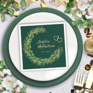 Guardanapo De Papel Casamento Emerald Green e Eucalyptus Elegante Dour