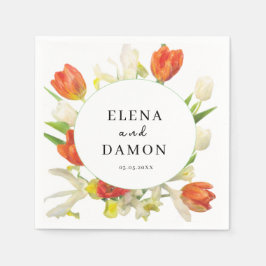 Guardanapo De Papel Casamento entre Laranja e Beige Tulip